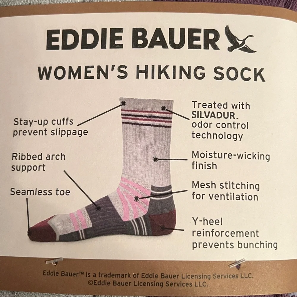 Eddie Bauer Women's Hiking Socks - Burgundy and Gray 4-Pack